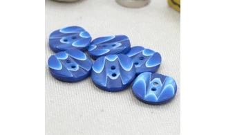 6 Boutons / 16MM / Bleu "Marbrures"