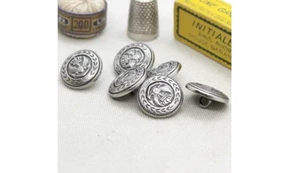 6 Boutons / 20MM / Argenté "Couronne"