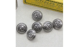 6 Boutons / 14MM / Argenté "Couronne"
