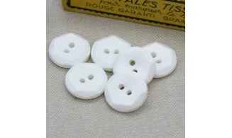 6 Boutons / 18MM / Blanc "Facettes"