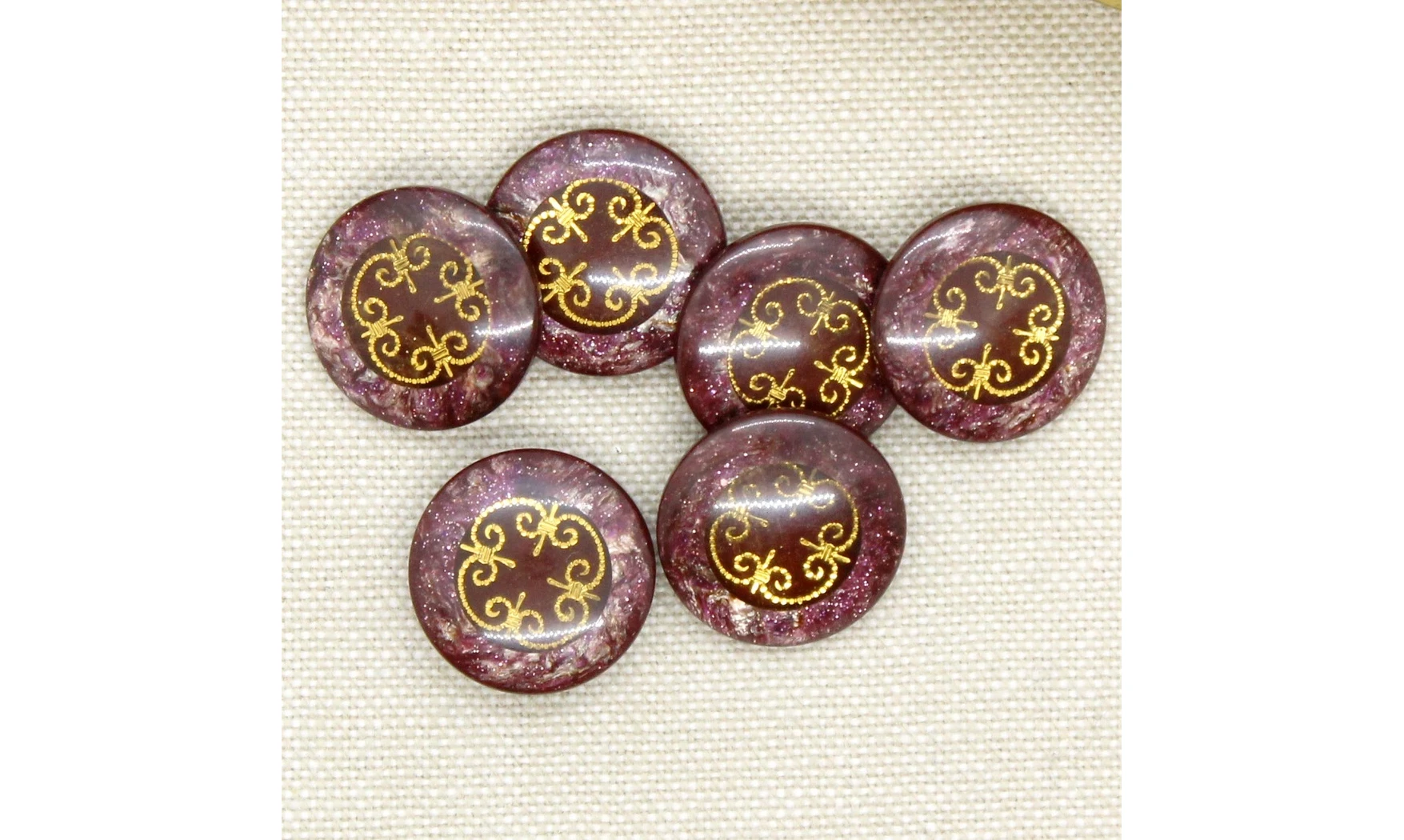 6 Boutons / 18MM / Arabesques dorées