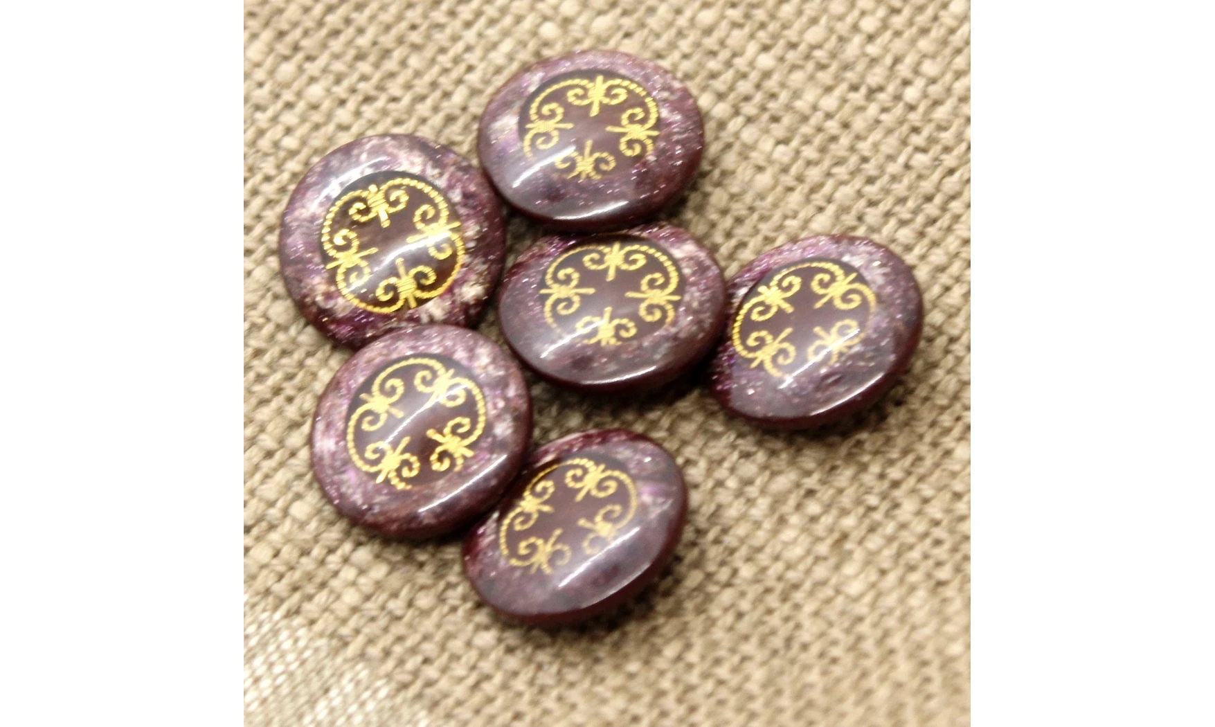 6 Boutons / 18MM / Arabesques dorées