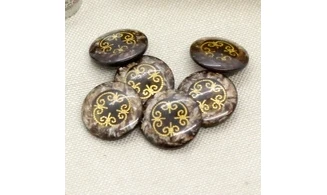 6 Boutons / 18MM / Arabesques dorées