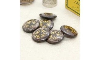 6 Boutons / 18MM / Arabesques dorées