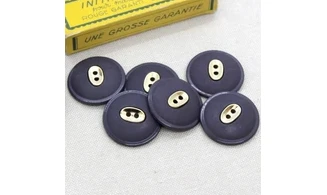 6 boutons / 28MM / Bleu Centre doré