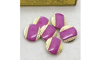 6 Boutons / 20MM / Violet et doré