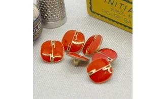 6 Boutons / 12MM / Carré rouge métal