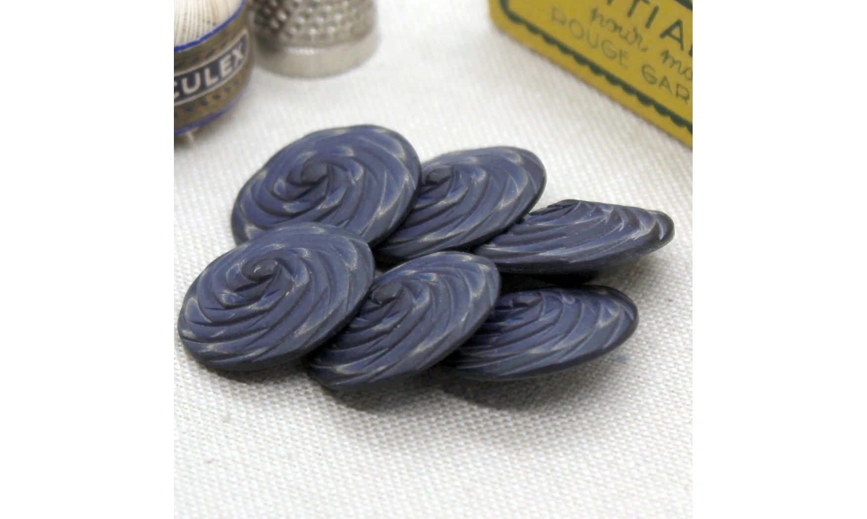 6 Boutons / 22MM / Spirale bleue