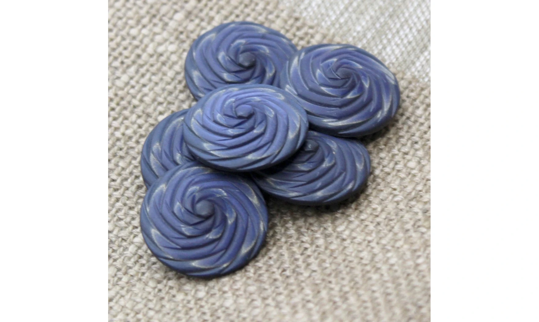 6 Boutons / 22MM / Spirale bleue