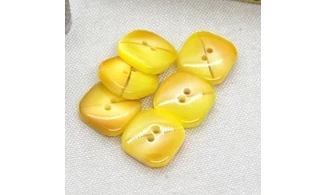 6 Boutons / 18MM / Carré Jaune Orange