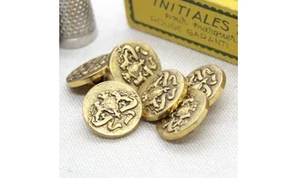 6 Boutons / 18MM / Métal doré Blason