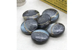 6 Boutons / 18MM / Vert à paillettes