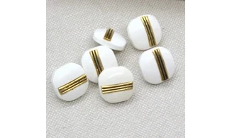 6 Boutons / 14MM / Carré blanc