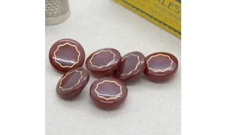 6 Boutons / 15MM / Rouge Couronne dorée