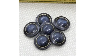 6 Boutons / 18MM / Bleu Couronne dorée