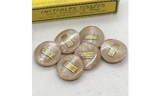 6 Boutons / 22MM / Brun, barette dorée