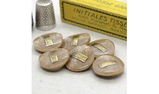 6 Boutons / 22MM / Brun, barette dorée