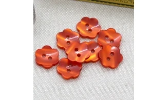 8 Boutons / 14MM / Fleur Rouge Orange