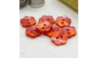 8 Boutons / 14MM / Fleur Rouge Orange
