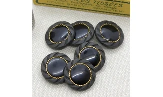 6 Boutons / 23MM / Noir Couronne