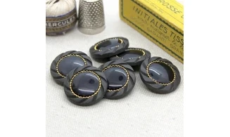 6 Boutons / 23MM / Noir Couronne