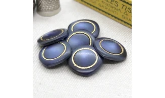 6 Boutons / 20MM / Bleu Couronne dorée