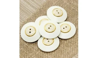 6 boutons / 25MM / Blanc et centre crème