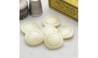 6 Boutons / 20MM / Blanc Couronne dorée