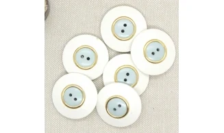 6 boutons / 25MM / Blanc et centre bleu
