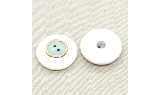 6 boutons / 25MM / Blanc et centre bleu