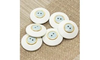 6 boutons / 25MM / Blanc et centre bleu