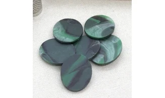 6 Boutons /27MM / Ovale vert marbré