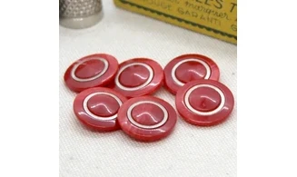 6 Boutons / 18MM / Rouge Couronne