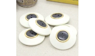 6 boutons / 25MM / Blanc et centre noir