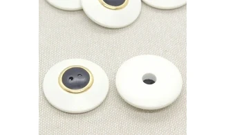 6 boutons / 25MM / Blanc et centre noir