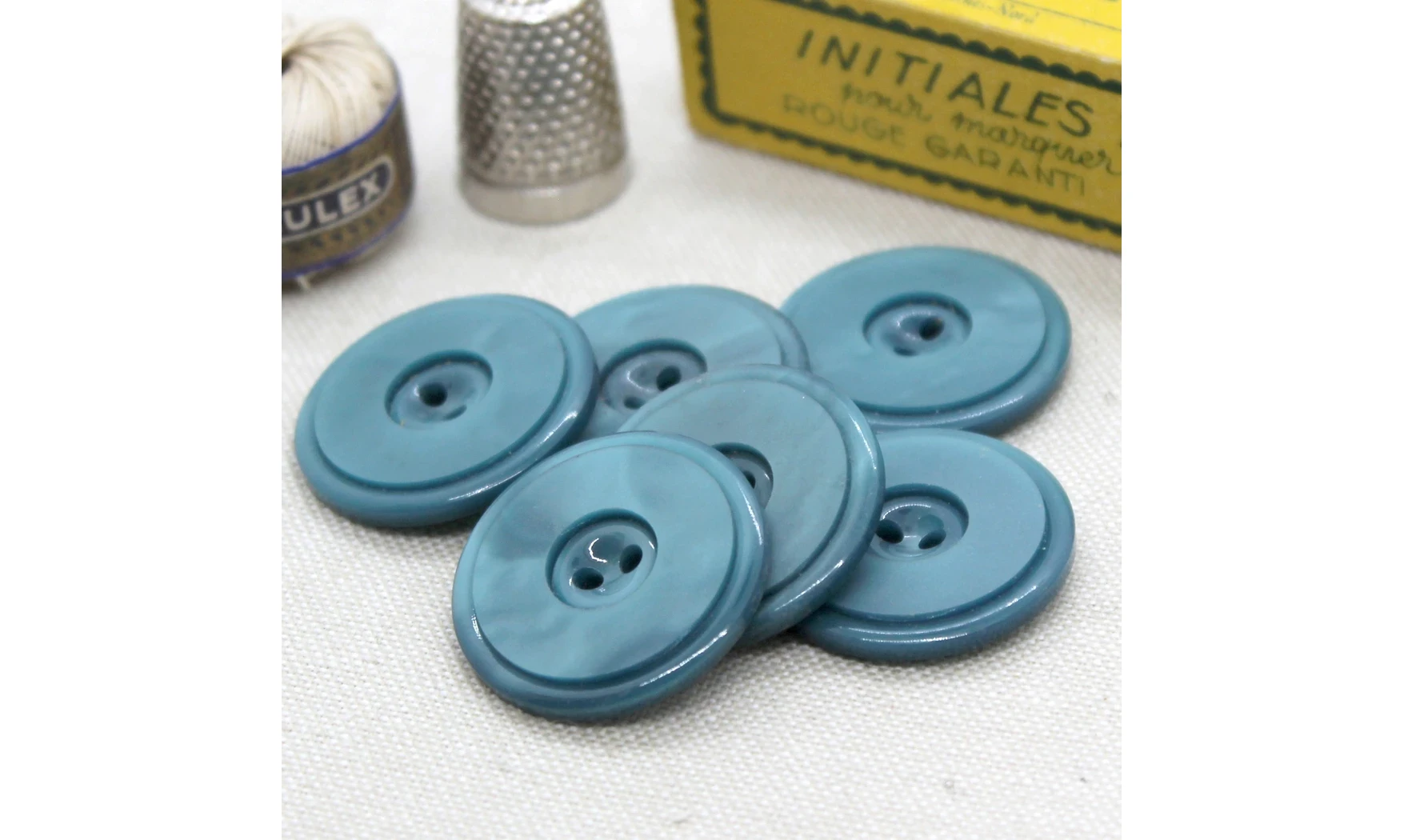 6 Boutons / 27MM / Bleu