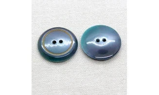 6 Boutons / 27MM / Bleu Cercle doré