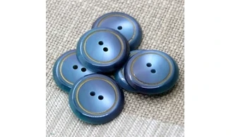 6 Boutons / 27MM / Bleu Cercle doré
