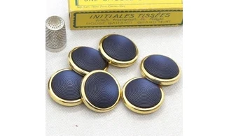 6 Boutons / 28MM / Bleu et doré