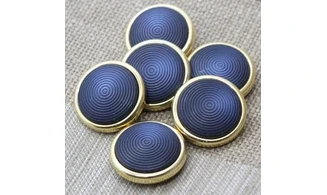 6 Boutons / 28MM / Bleu et doré