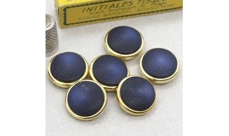 6 Boutons / 23MM / Bleu et doré