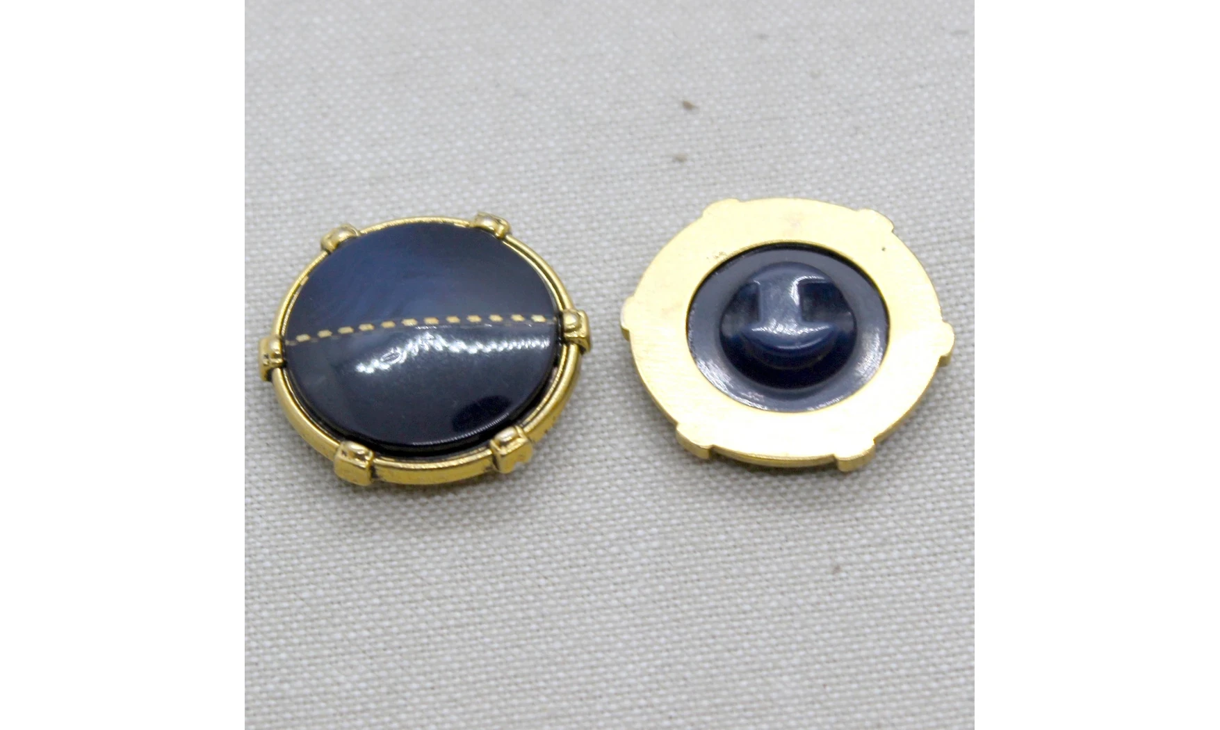 6 Boutons / 28MM / Bleu et doré