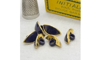 6 Boutons / 18MM / Oeil Bleu et doré