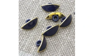 6 Boutons / 18MM / Oeil Bleu et doré