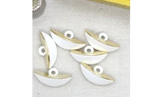 6 Boutons / 23MM / Oeil Blanc et doré