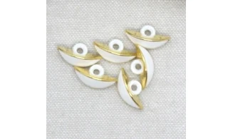 6 Boutons / 18MM / Oeil Blanc et doré