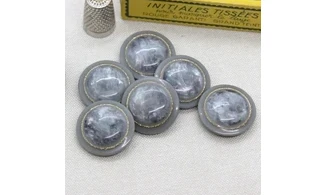 6 Boutons / 27MM / Gris Couronne dorée
