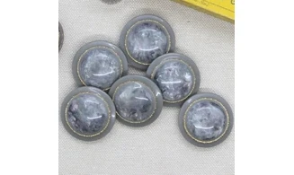 6 Boutons / 27MM / Gris Couronne dorée