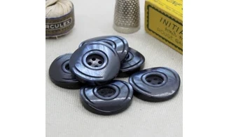 6 Boutons / 27MM / Bleu marine irisé