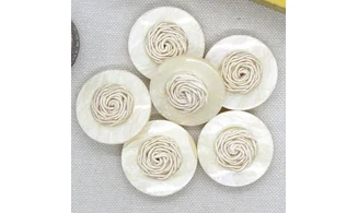6 Boutons / 28MM / Beige Noeud satin